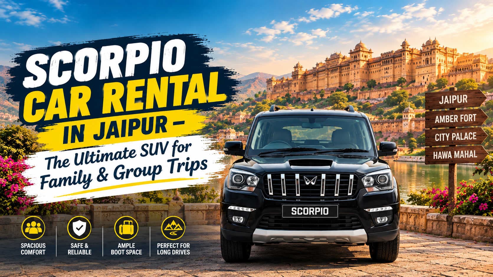 Scorpio Car Rental in Jaipur – The Ultimate SUV for Family & Group Trips