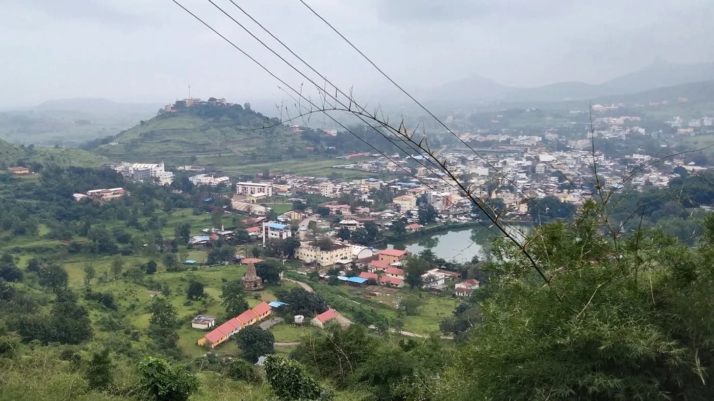 Trimbak town below Brahmagiri hill