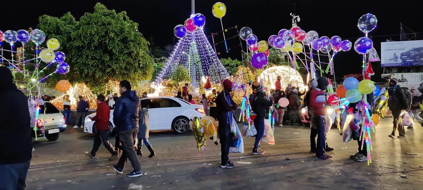 Shillong lit up at night