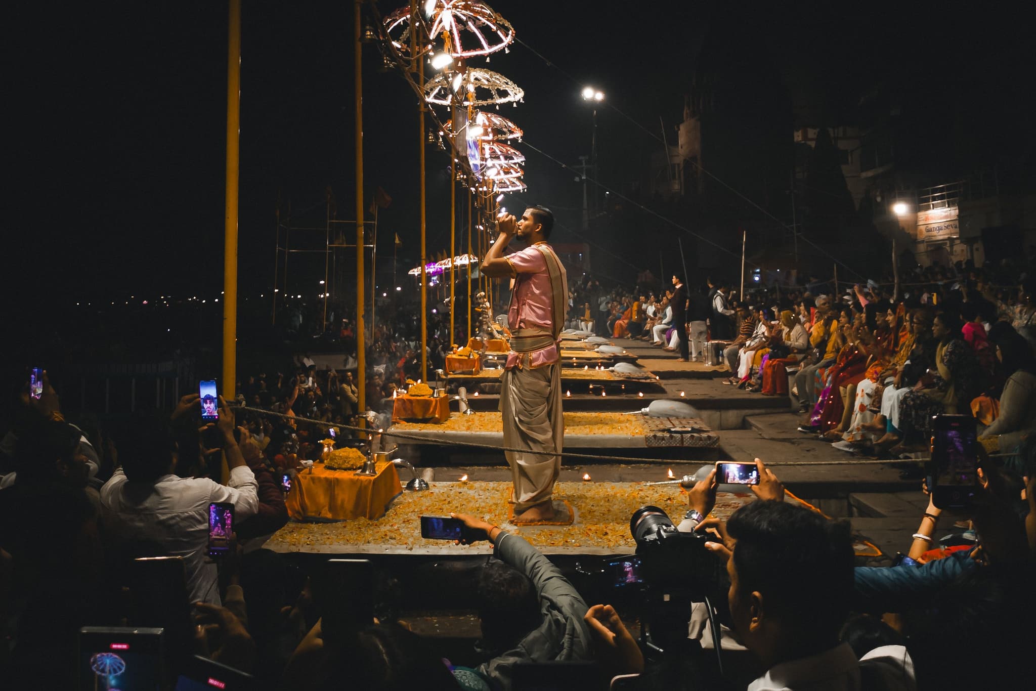 Witness the Ganga Aarti at Dashashwamedh Ghat in Varanasi — things to do on a Hire N Ride trip
